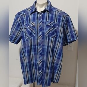 Gioberti Mens Western Pearl Snap Short Sleeve Plaid Shirt Size 3XL